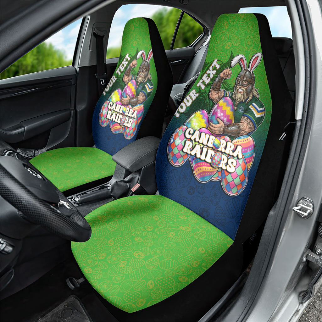 Personalized Canberra Raiders Car Seat Cover Easter Mascot - Colorful Eggs Cartoon Style