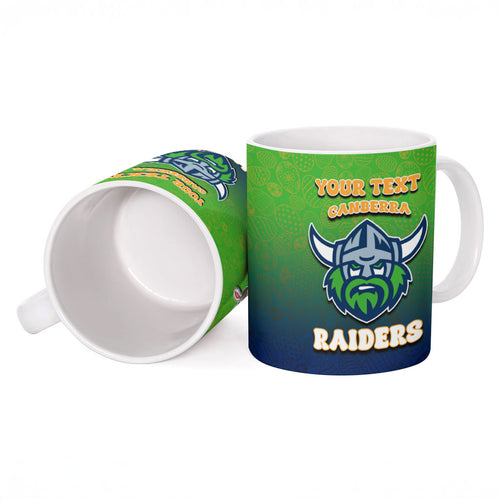 Personalized Canberra Raiders Ceramic Mug Easter Mascot - Colorful Eggs Cartoon Style