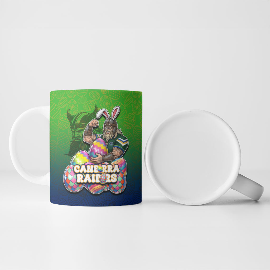 Personalized Canberra Raiders Ceramic Mug Easter Mascot - Colorful Eggs Cartoon Style
