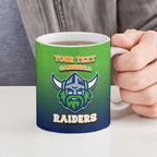 Personalized Canberra Raiders Ceramic Mug Easter Mascot - Colorful Eggs Cartoon Style