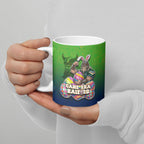 Personalized Canberra Raiders Ceramic Mug Easter Mascot - Colorful Eggs Cartoon Style