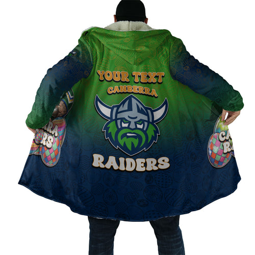 Personalized Canberra Raiders Cloak Easter Mascot - Colorful Eggs Cartoon Style