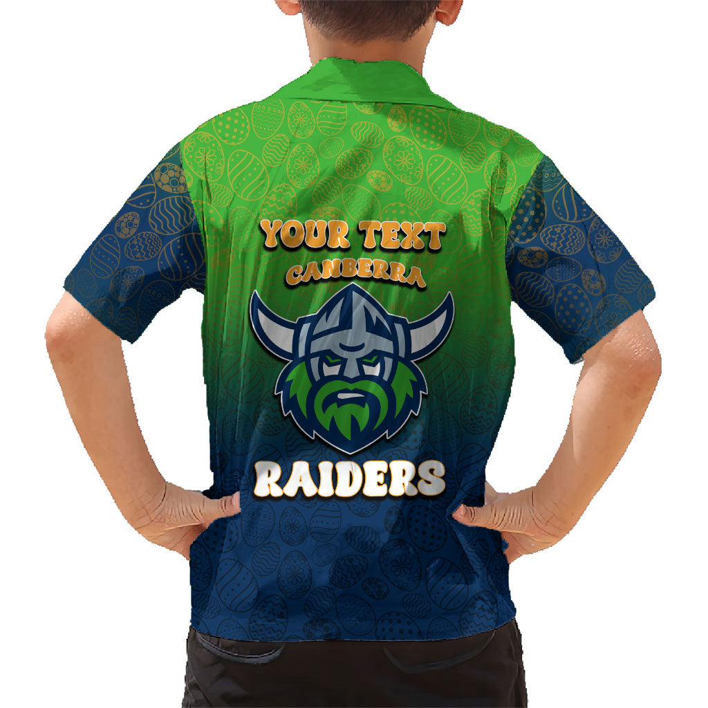 Personalized Canberra Raiders Family Matching Mermaid Dress and Hawaiian Shirt Easter Mascot - Colorful Eggs Cartoon Style