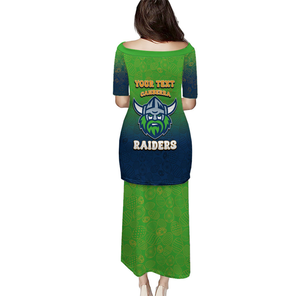 Personalized Canberra Raiders Family Matching Puletasi and Hawaiian Shirt Easter Mascot - Colorful Eggs Cartoon Style
