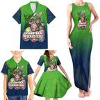 Personalized Canberra Raiders Family Matching Tank Maxi Dress and Hawaiian Shirt Easter Mascot - Colorful Eggs Cartoon Style