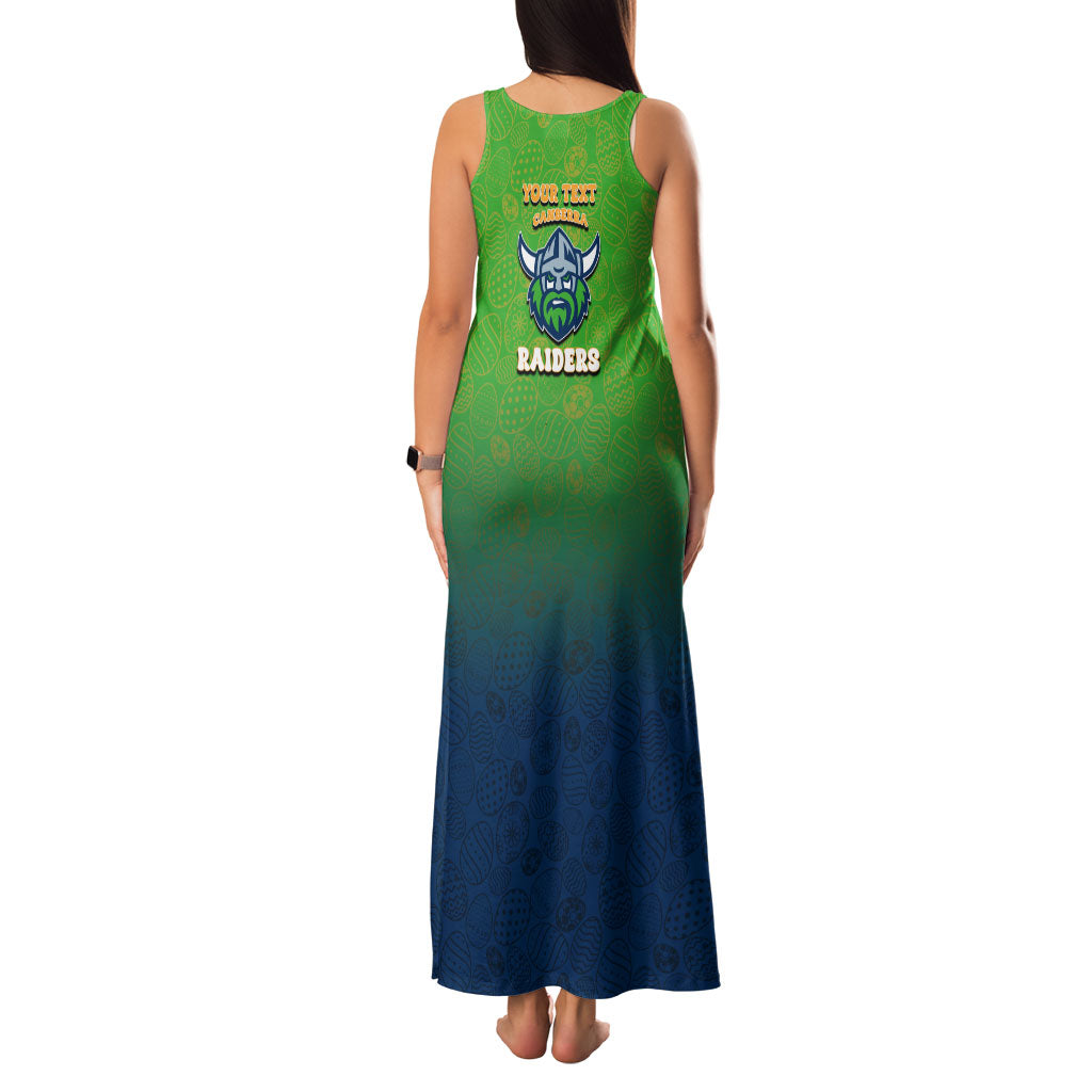 Personalized Canberra Raiders Family Matching Tank Maxi Dress and Hawaiian Shirt Easter Mascot - Colorful Eggs Cartoon Style