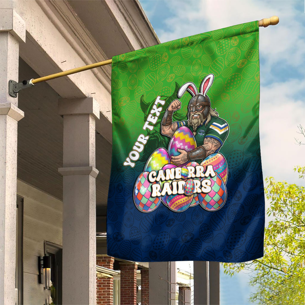 Personalized Canberra Raiders Garden Flag Easter Mascot - Colorful Eggs Cartoon Style
