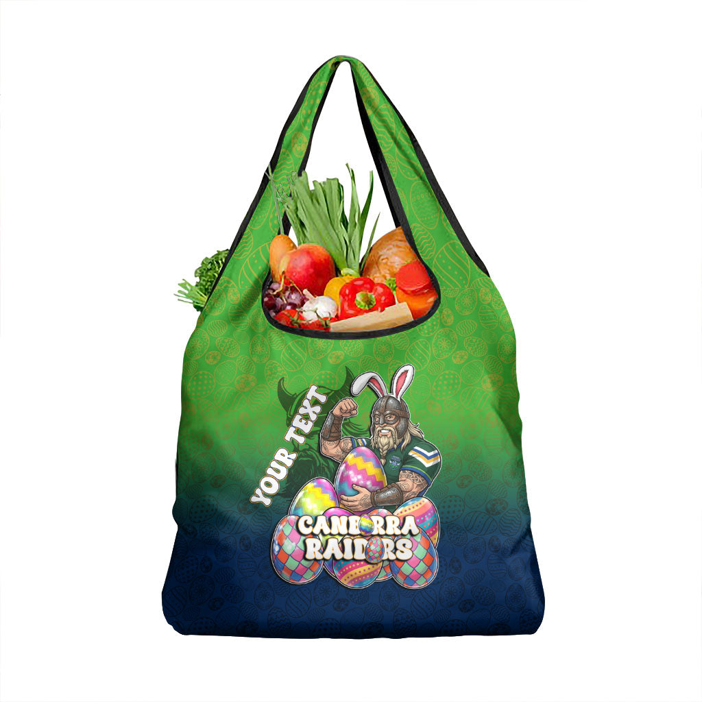 Personalized Canberra Raiders Grocery Bag Easter Mascot - Colorful Eggs Cartoon Style