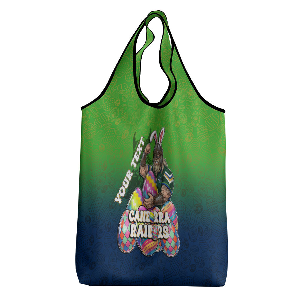 Personalized Canberra Raiders Grocery Bag Easter Mascot - Colorful Eggs Cartoon Style