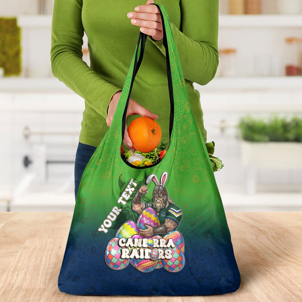 Personalized Canberra Raiders Grocery Bag Easter Mascot - Colorful Eggs Cartoon Style