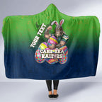 Personalized Canberra Raiders Hooded Blanket Easter Mascot - Colorful Eggs Cartoon Style