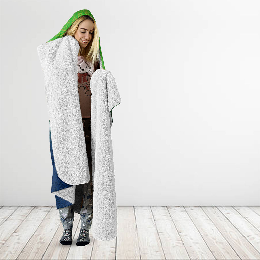 Personalized Canberra Raiders Hooded Blanket Easter Mascot - Colorful Eggs Cartoon Style