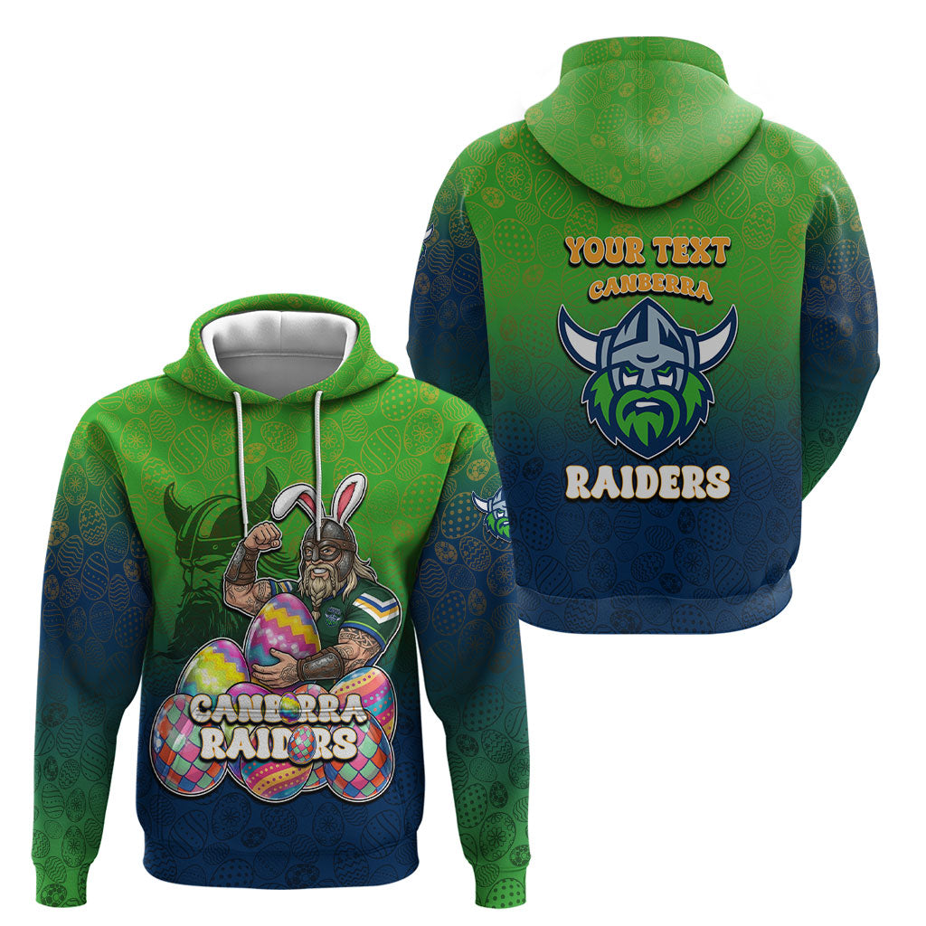 Personalized Canberra Raiders Hoodie Easter Mascot - Colorful Eggs Cartoon Style