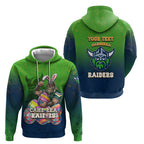 Personalized Canberra Raiders Hoodie Easter Mascot - Colorful Eggs Cartoon Style