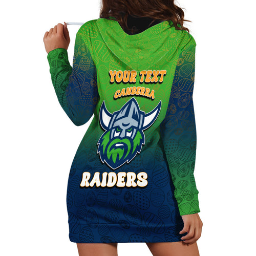 Personalized Canberra Raiders Hoodie Dress Easter Mascot - Colorful Eggs Cartoon Style
