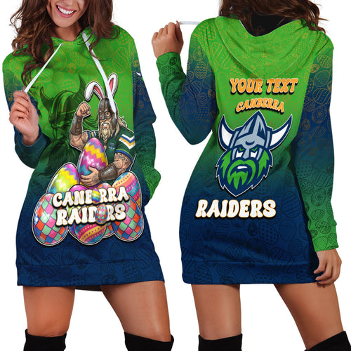 Personalized Canberra Raiders Hoodie Dress Easter Mascot - Colorful Eggs Cartoon Style
