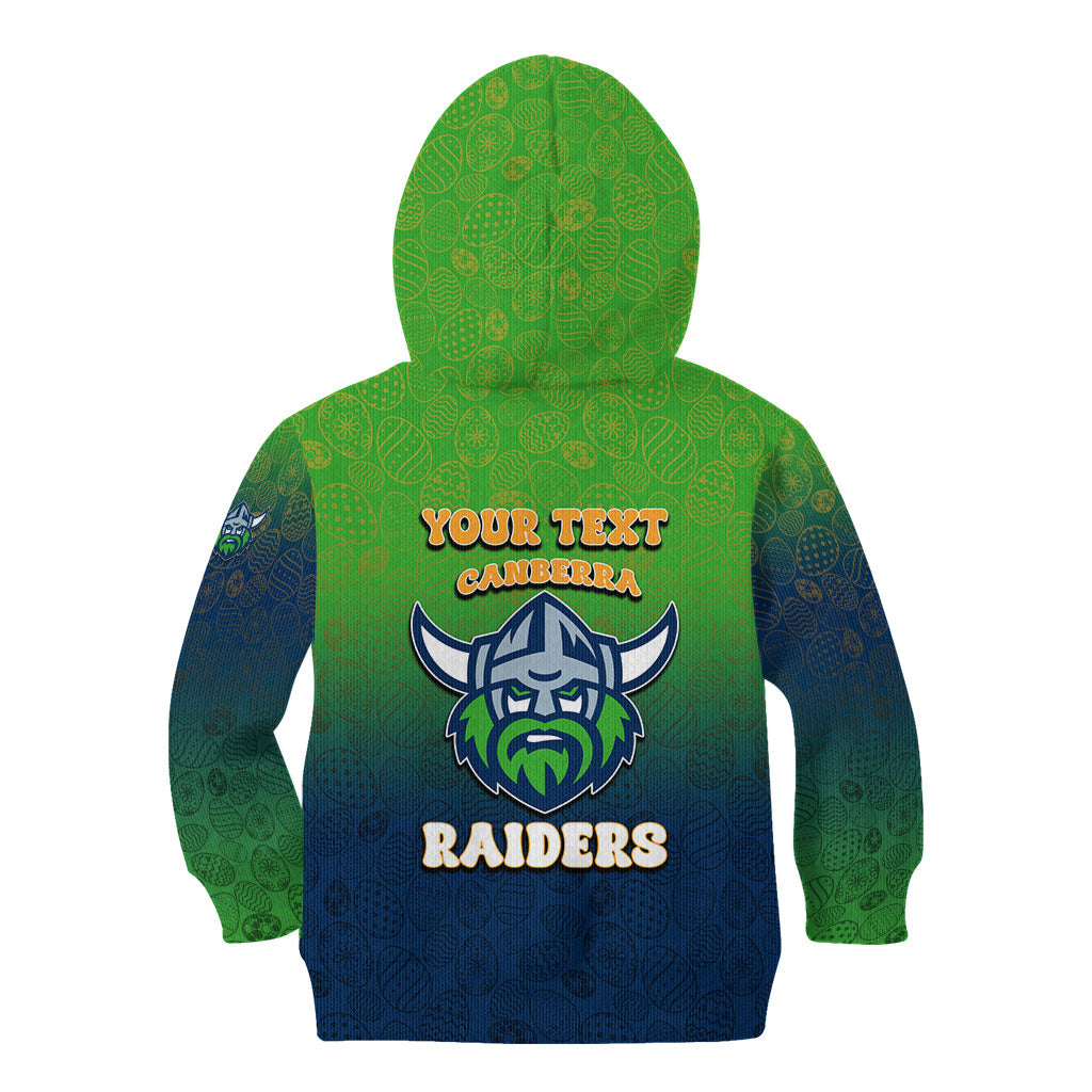 Personalized Canberra Raiders Kid Hoodie Easter Mascot - Colorful Eggs Cartoon Style