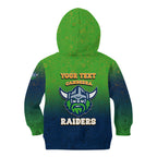 Personalized Canberra Raiders Kid Hoodie Easter Mascot - Colorful Eggs Cartoon Style