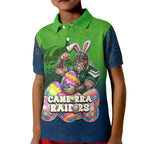 Personalized Canberra Raiders Kid Polo Shirt Easter Mascot - Colorful Eggs Cartoon Style