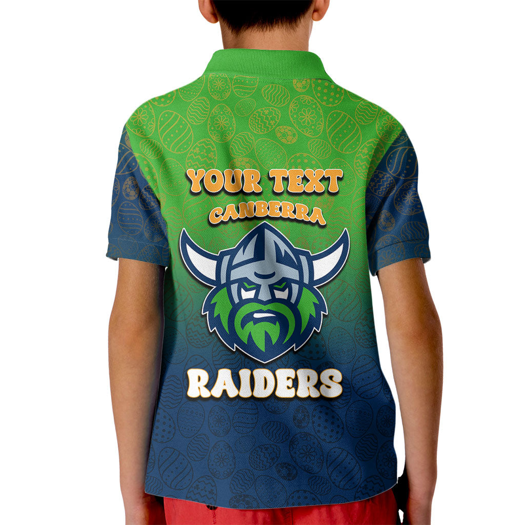 Personalized Canberra Raiders Kid Polo Shirt Easter Mascot - Colorful Eggs Cartoon Style