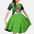 Personalized Canberra Raiders Kid Short Sleeve Dress Easter Mascot - Colorful Eggs Cartoon Style