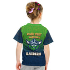 Personalized Canberra Raiders Kid T Shirt Easter Mascot - Colorful Eggs Cartoon Style