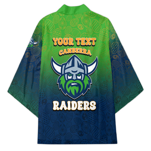 Personalized Canberra Raiders Kimono Easter Mascot - Colorful Eggs Cartoon Style