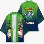 Personalized Canberra Raiders Kimono Easter Mascot - Colorful Eggs Cartoon Style