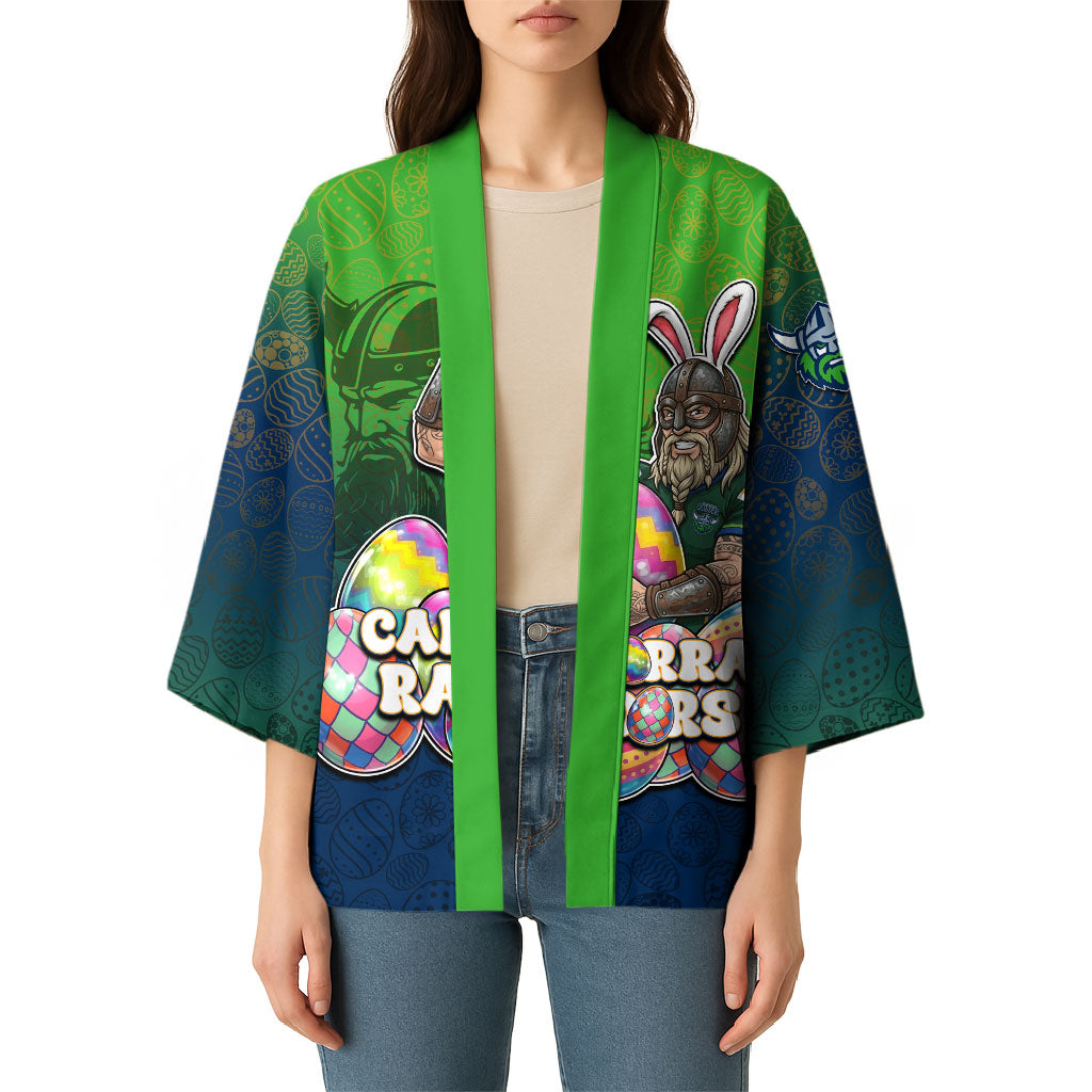 Personalized Canberra Raiders Kimono Easter Mascot - Colorful Eggs Cartoon Style