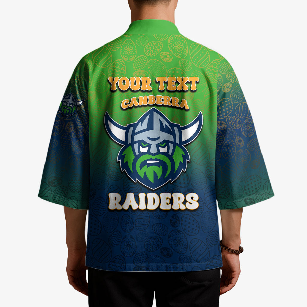 Personalized Canberra Raiders Kimono Easter Mascot - Colorful Eggs Cartoon Style
