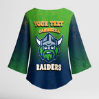 Personalized Canberra Raiders Kimono Sleeve Blouse Easter Mascot - Colorful Eggs Cartoon Style