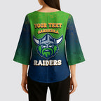 Personalized Canberra Raiders Kimono Sleeve Blouse Easter Mascot - Colorful Eggs Cartoon Style