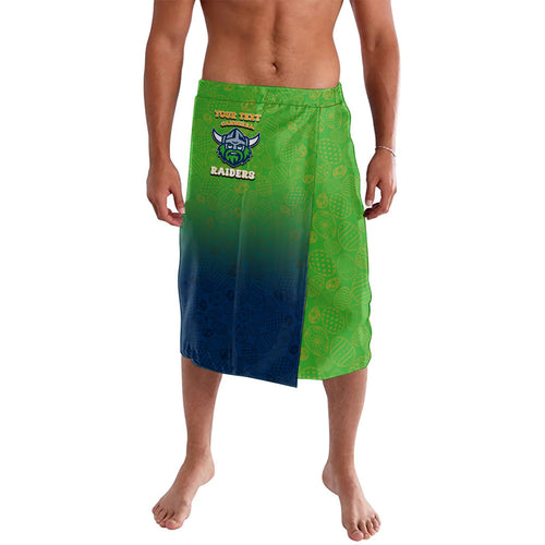 Personalized Canberra Raiders Lavalava Easter Mascot - Colorful Eggs Cartoon Style