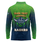 Personalized Canberra Raiders Long Sleeve Polo Shirt Easter Mascot - Colorful Eggs Cartoon Style