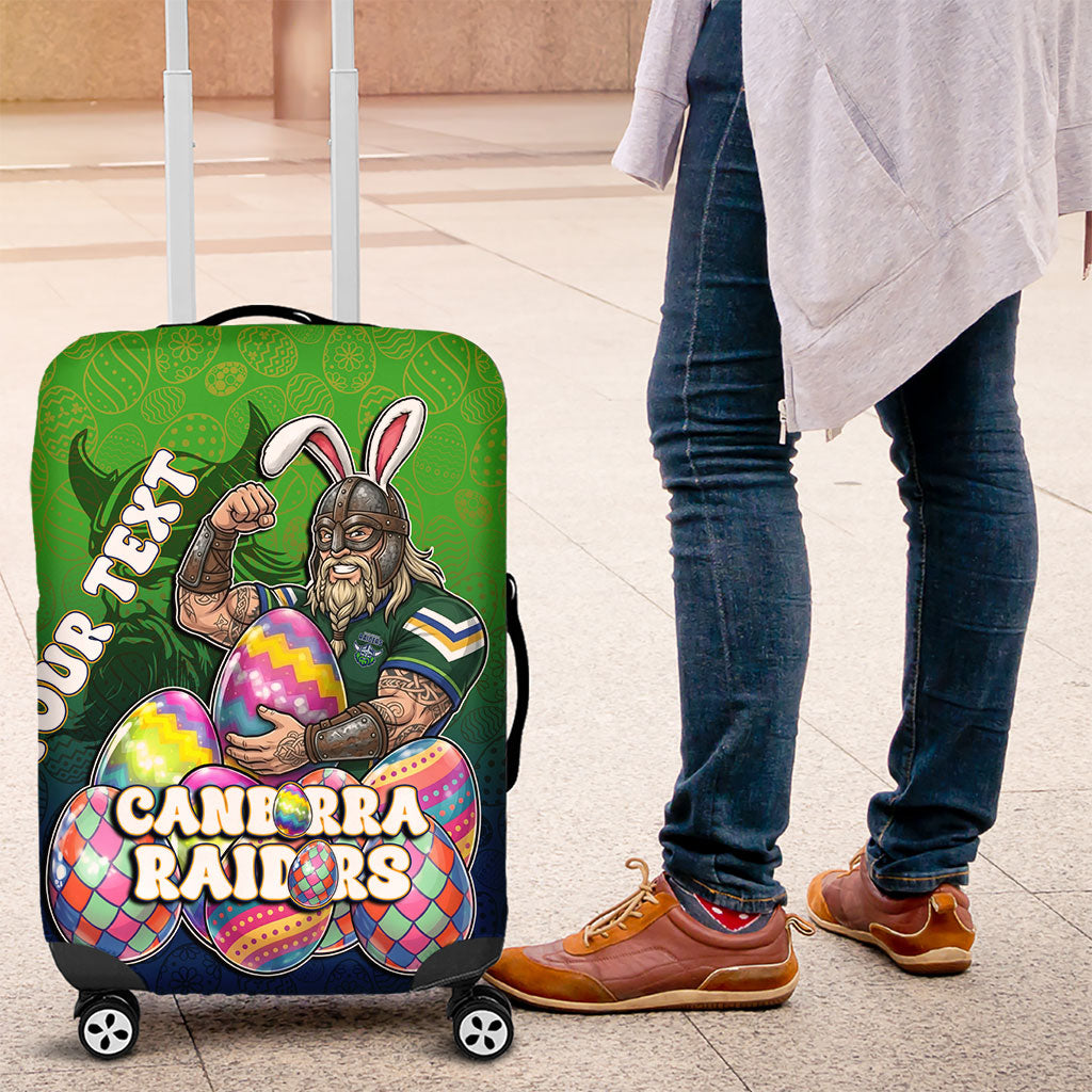 Personalized Canberra Raiders Luggage Cover Easter Mascot - Colorful Eggs Cartoon Style