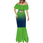 Personalized Canberra Raiders Mermaid Dress Easter Mascot - Colorful Eggs Cartoon Style