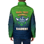 Personalized Canberra Raiders Padded Jacket Easter Mascot - Colorful Eggs Cartoon Style