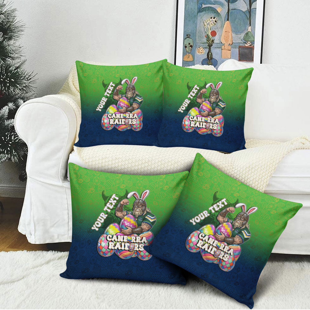 Personalized Canberra Raiders Pillow Cover Easter Mascot - Colorful Eggs Cartoon Style