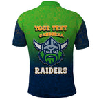 Personalized Canberra Raiders Polo Shirt Easter Mascot - Colorful Eggs Cartoon Style