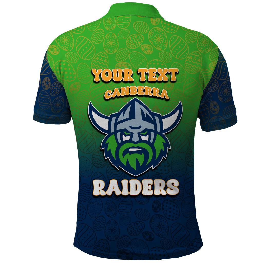 Personalized Canberra Raiders Polo Shirt Easter Mascot - Colorful Eggs Cartoon Style