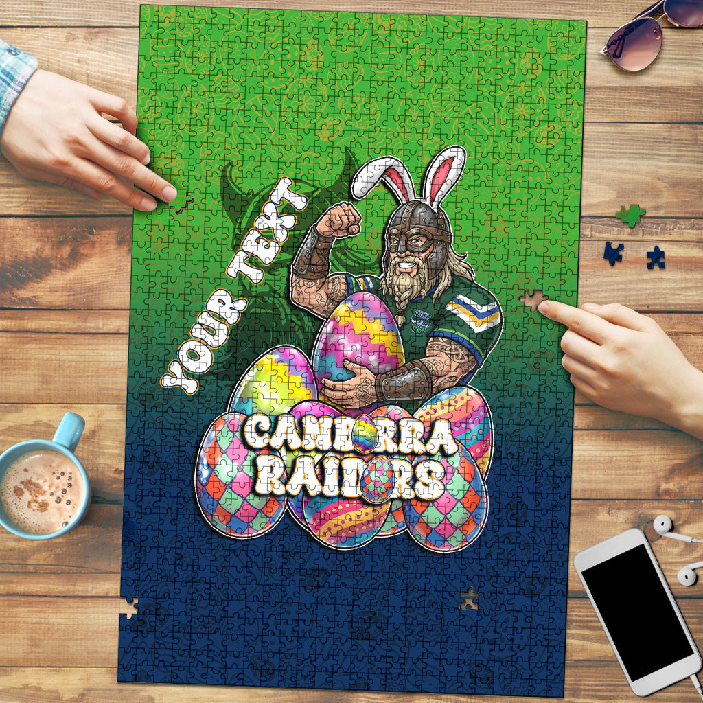 Personalized Canberra Raiders Puzzle Easter Mascot - Colorful Eggs Cartoon Style