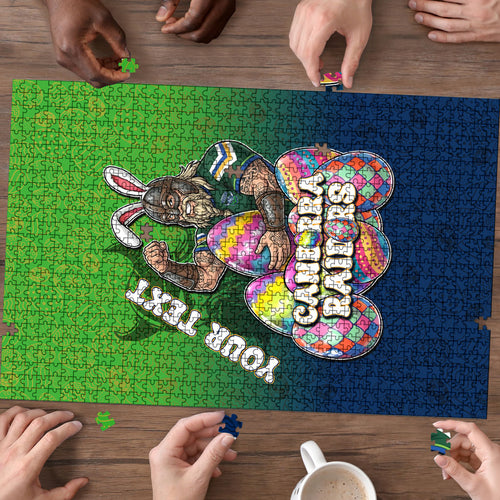 Personalized Canberra Raiders Puzzle Easter Mascot - Colorful Eggs Cartoon Style