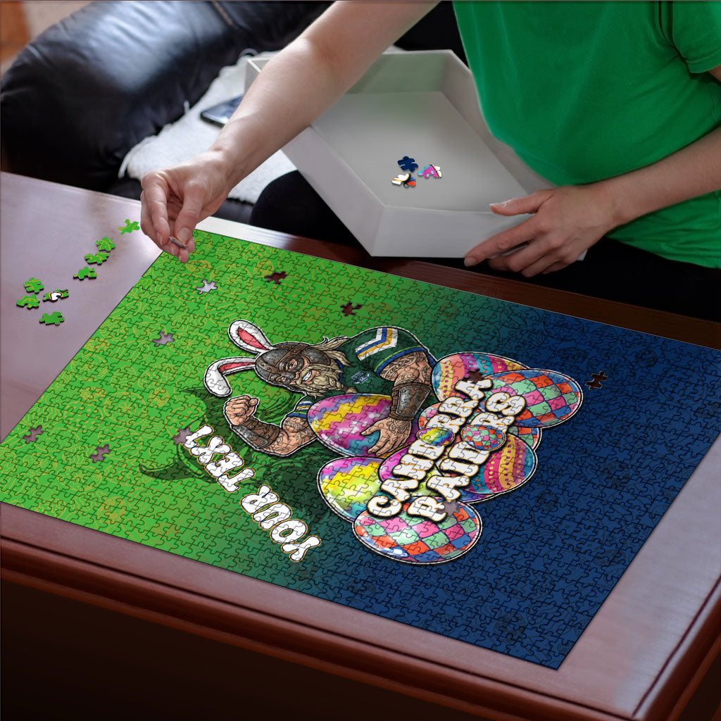 Personalized Canberra Raiders Puzzle Easter Mascot - Colorful Eggs Cartoon Style