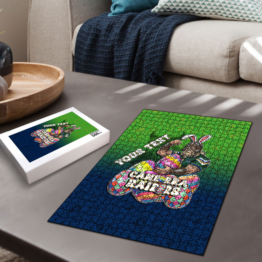 Personalized Canberra Raiders Puzzle Easter Mascot - Colorful Eggs Cartoon Style