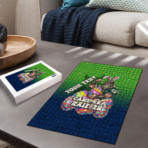 Personalized Canberra Raiders Puzzle Easter Mascot - Colorful Eggs Cartoon Style
