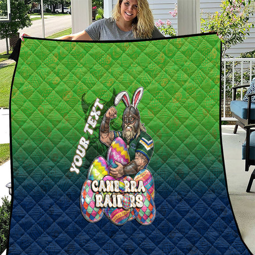 Personalized Canberra Raiders Quilt Easter Mascot - Colorful Eggs Cartoon Style