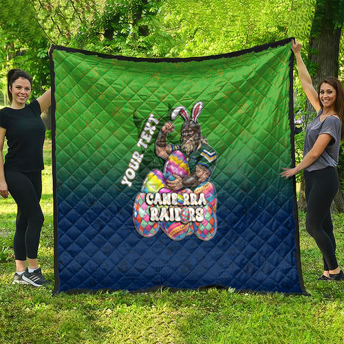 Personalized Canberra Raiders Quilt Easter Mascot - Colorful Eggs Cartoon Style