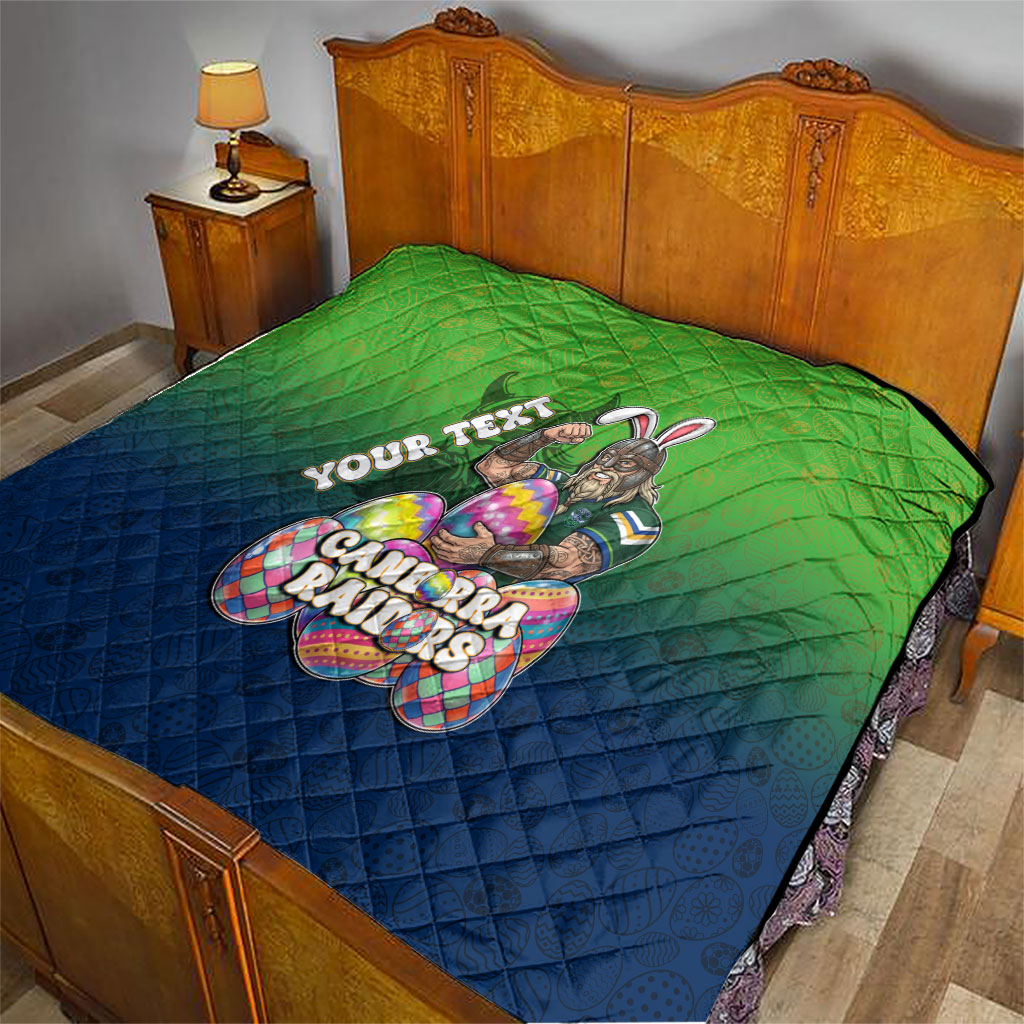 Personalized Canberra Raiders Quilt Easter Mascot - Colorful Eggs Cartoon Style