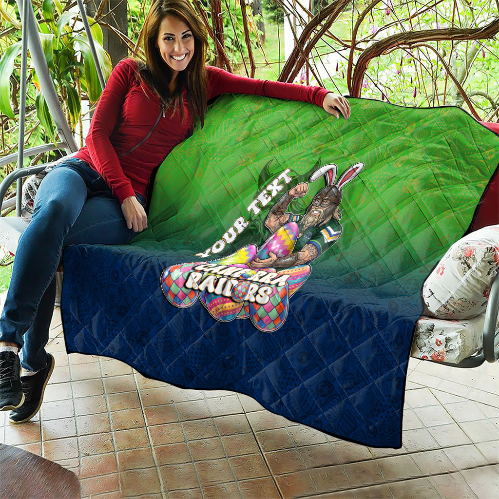 Personalized Canberra Raiders Quilt Easter Mascot - Colorful Eggs Cartoon Style