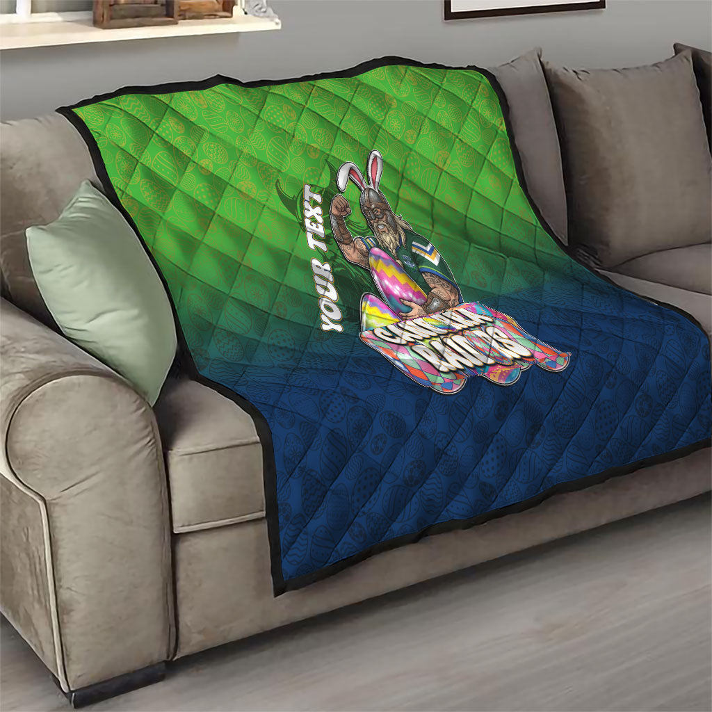 Personalized Canberra Raiders Quilt Easter Mascot - Colorful Eggs Cartoon Style